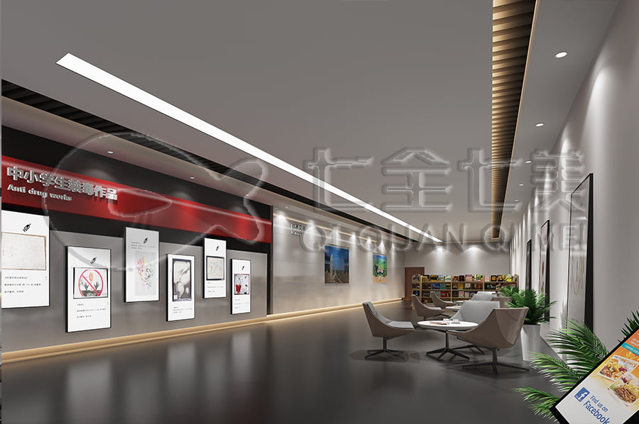 禁毒展廳效果圖, 多媒體禁毒防艾基地施工, 禁毒防艾宣傳基地設(shè)計布局